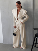 Women's Statement Collar Blazer and Pants Set