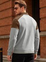 Men's Textured Henley Neck Long Sleeve Top