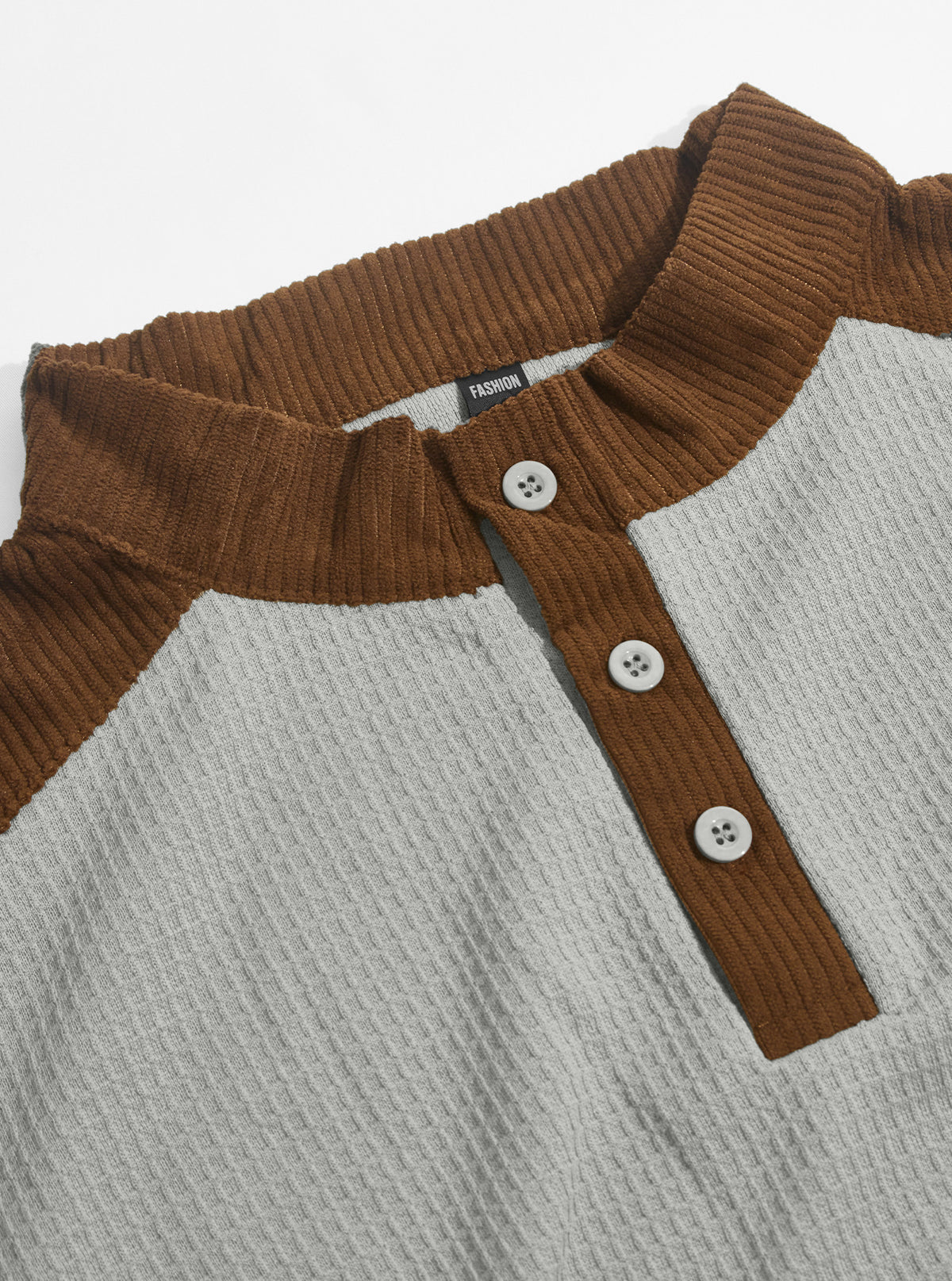Men's Textured Henley Neck Long Sleeve Top