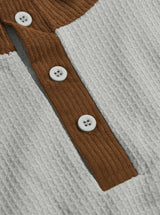 Men's Textured Henley Neck Long Sleeve Top