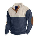 Men's Ribbed Henley Neck Long Sleeve Top