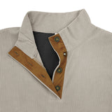 Men's Ribbed Henley Neck Long Sleeve Top