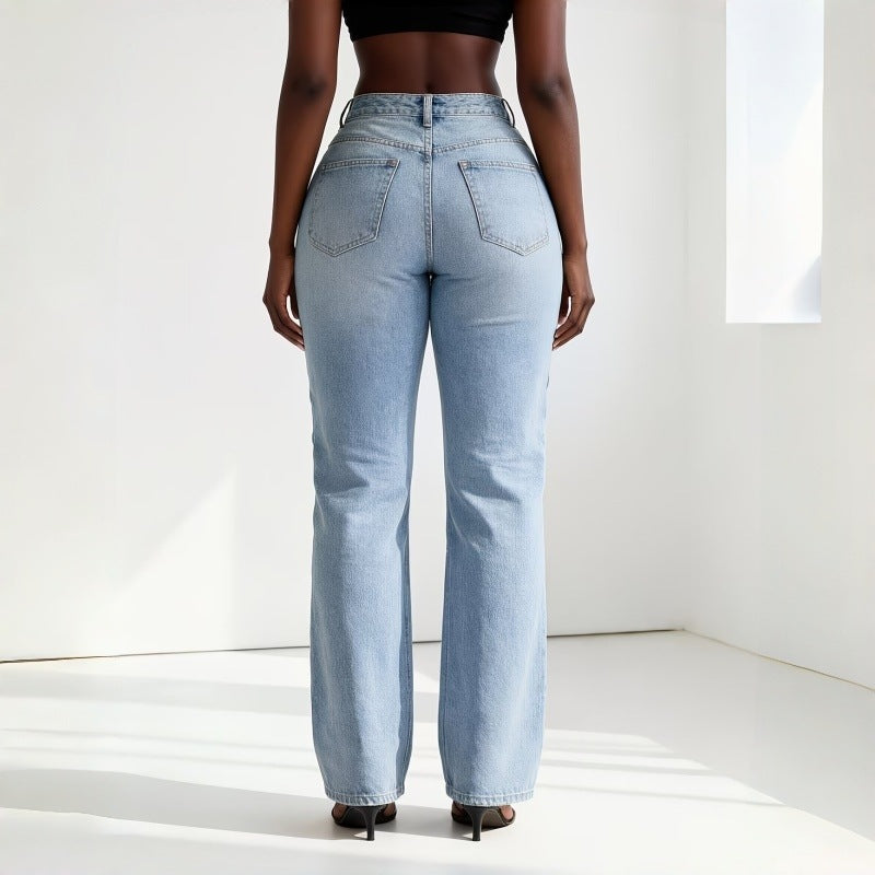 Women's Eyelet Detail Wide Leg Jeans