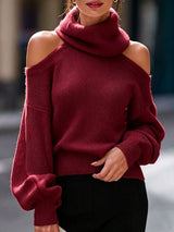 Women's Off Shoulder Turtleneck Sweater
