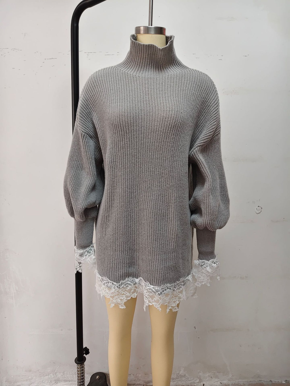 Women's Turtleneck Knit Mini Sweater Dress