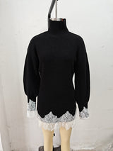 Women's Turtleneck Knit Mini Sweater Dress