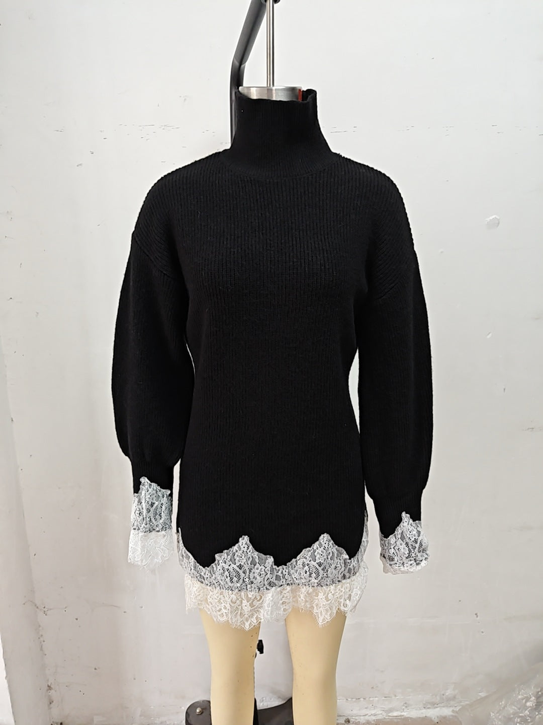 Women's Turtleneck Knit Mini Sweater Dress