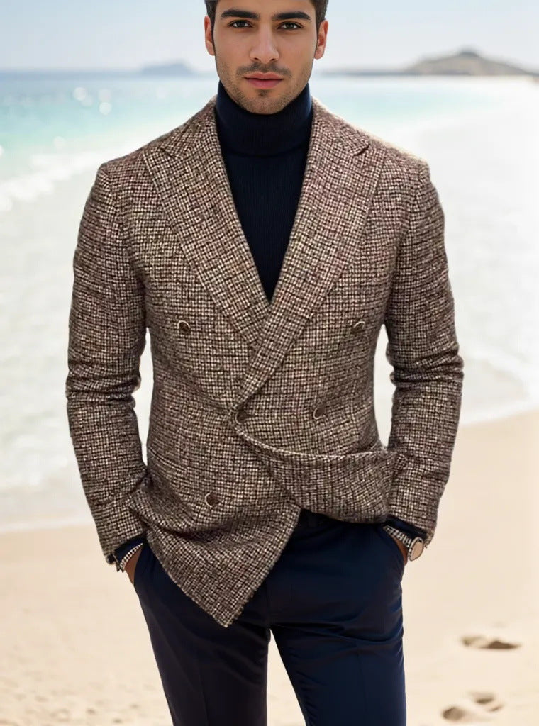 Men's Double Breasted Tweed Blazer