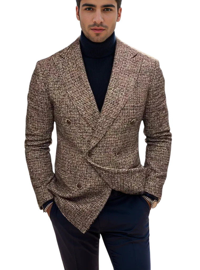 Men's Double Breasted Tweed Blazer