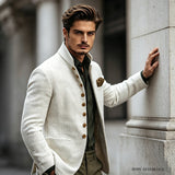 Men's Textured Mandarin Collar Blazer