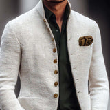 Men's Textured Mandarin Collar Blazer