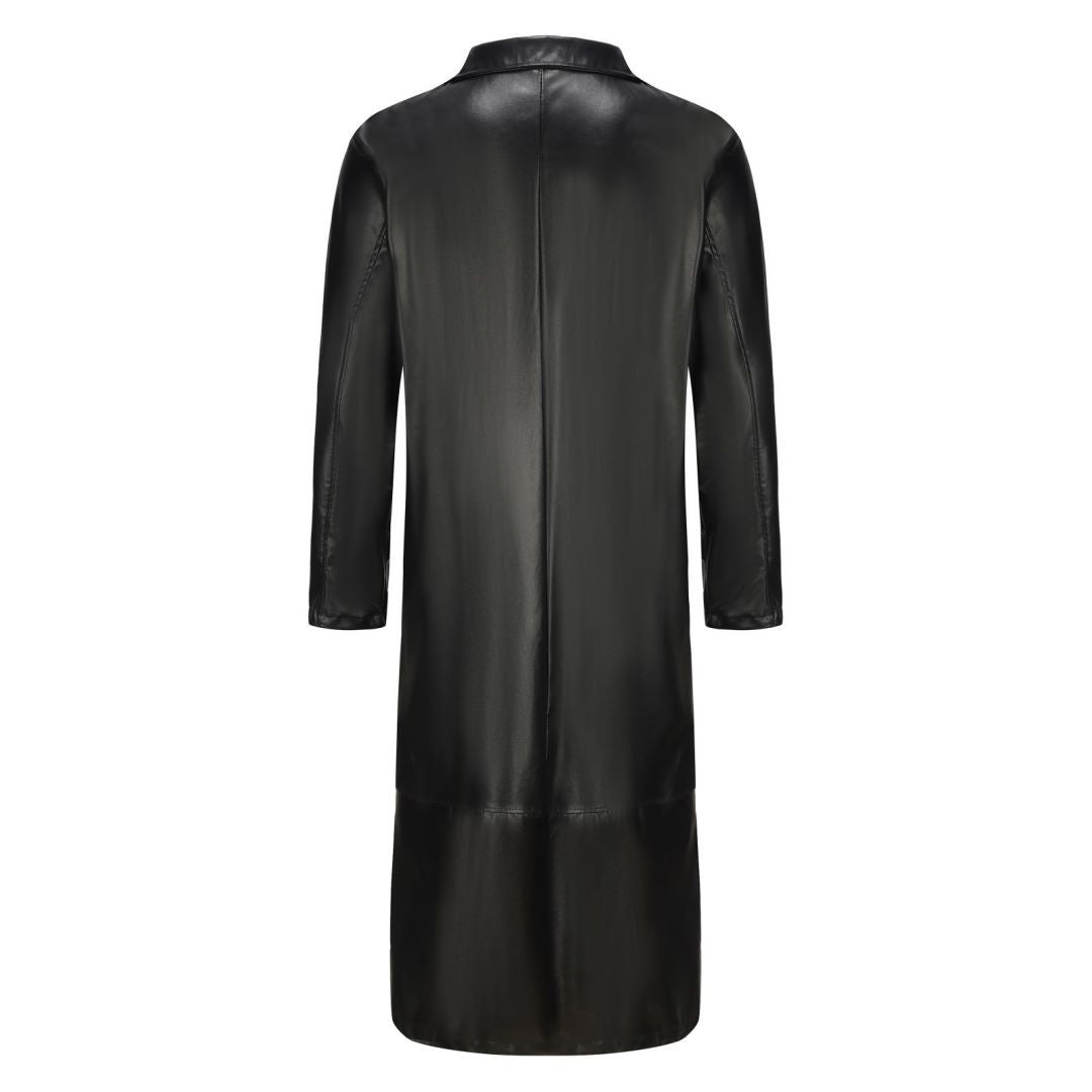 Men's Long Leather Trench Coat