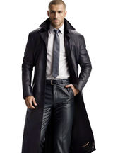 Men's Long Leather Trench Coat