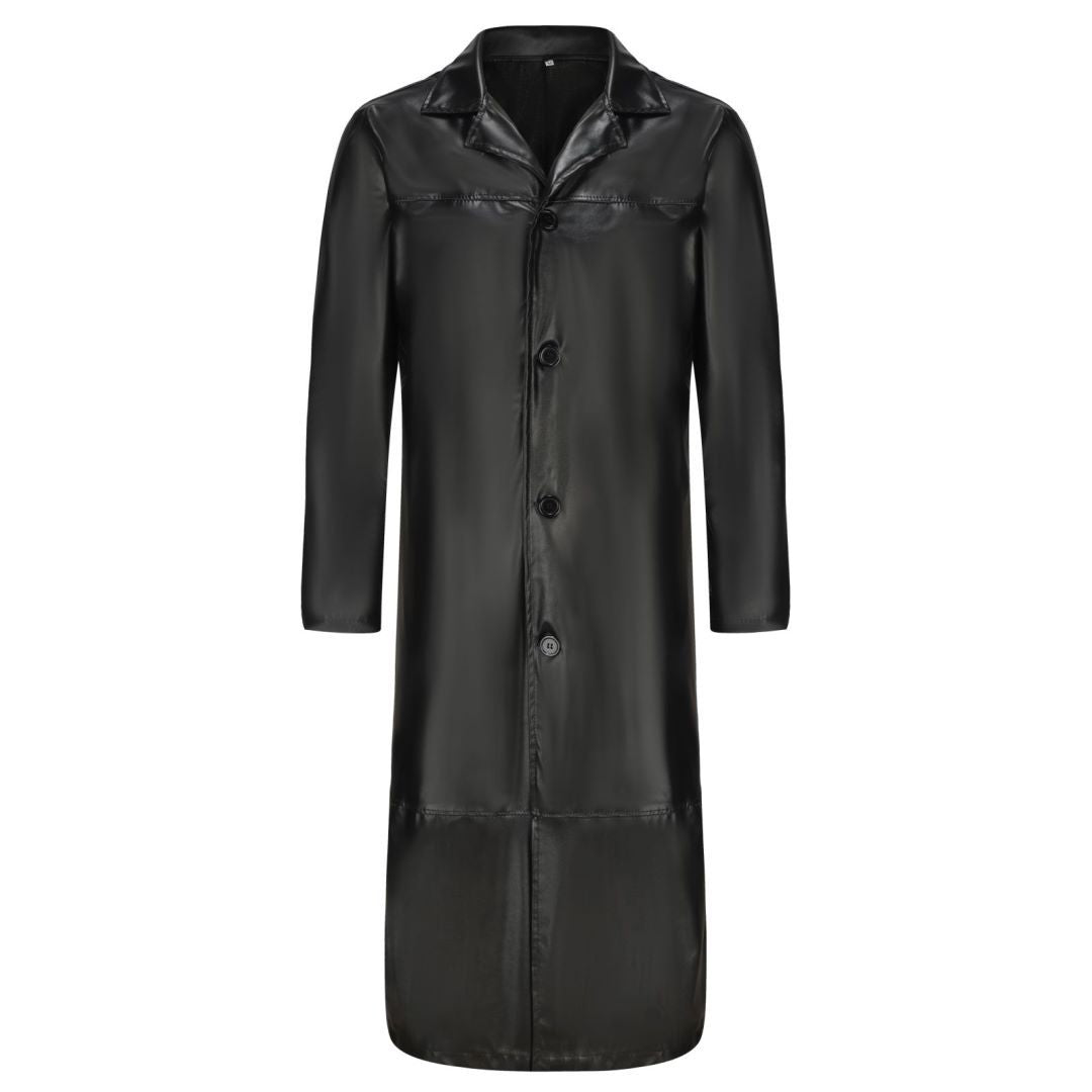 Men's Long Leather Trench Coat