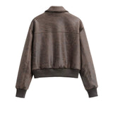 Women's Faux Leather Zip Up Jacket