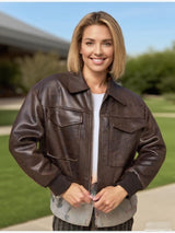 Women's Faux Leather Zip Up Jacket