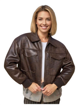Women's Faux Leather Zip Up Jacket
