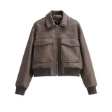 Women's Faux Leather Zip Up Jacket