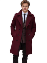 Men's Double Breasted Long Wool Coat