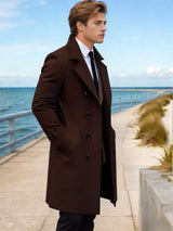 Men's Double Breasted Long Wool Coat