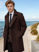Men's Double Breasted Long Wool Coat