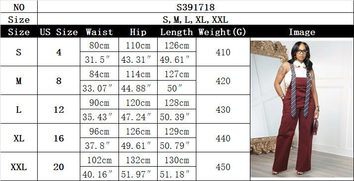 Women's Wide Leg Cargo Jumpsuit with Suspenders