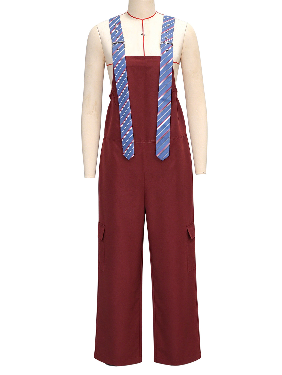 Women's Wide Leg Cargo Jumpsuit with Suspenders