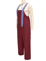 Women's Wide Leg Cargo Jumpsuit with Suspenders