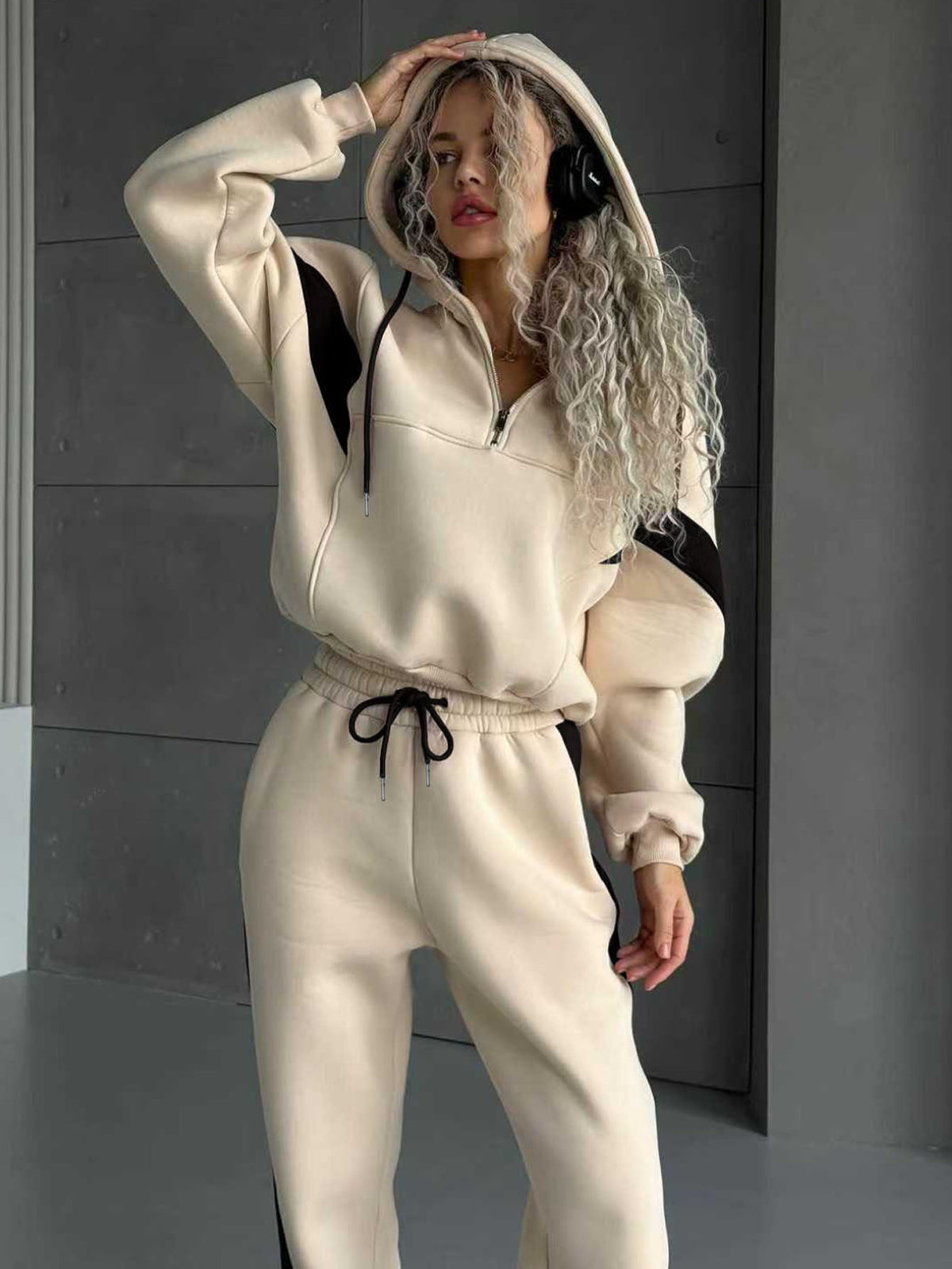 Women's Half Zip Hoodie and Jogger Set