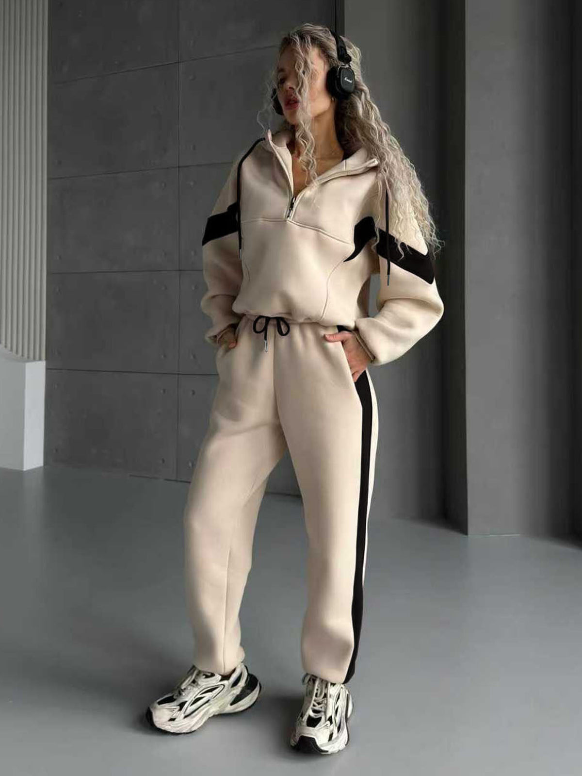 Women's Half Zip Hoodie and Jogger Set