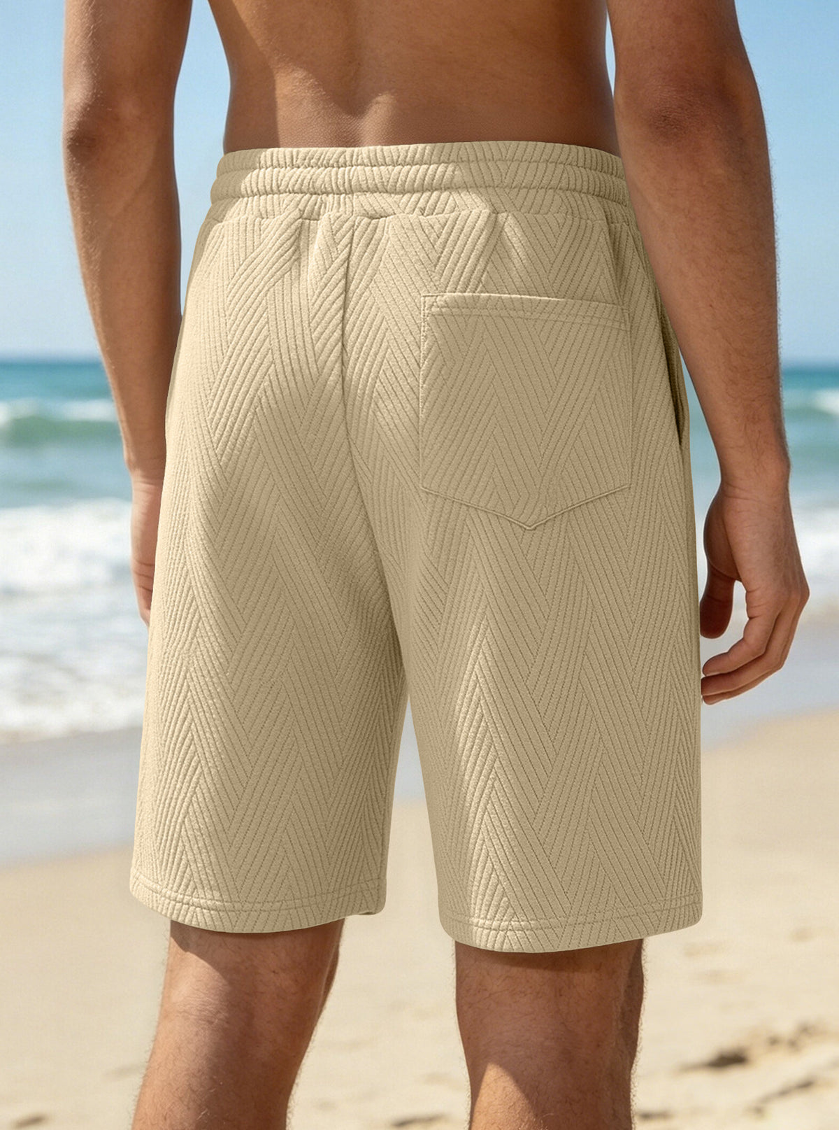 Men's Textured Drawstring Casual Shorts