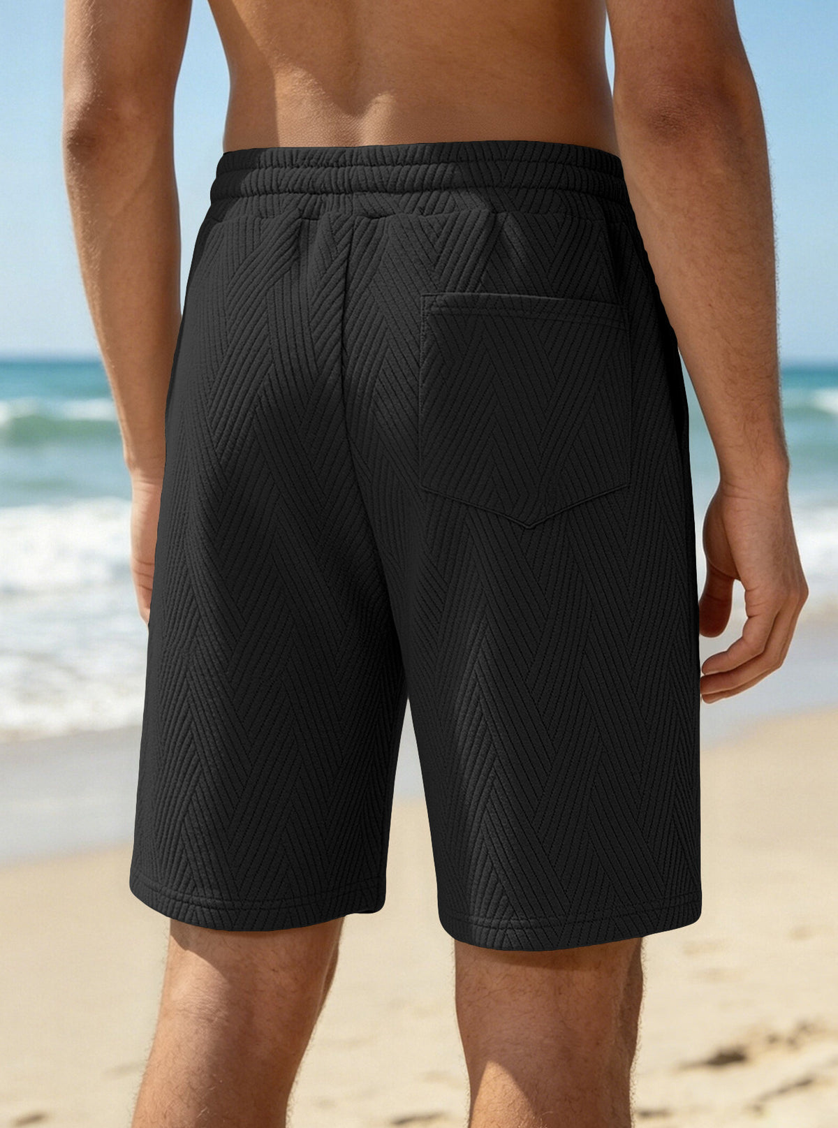 Men's Textured Drawstring Casual Shorts