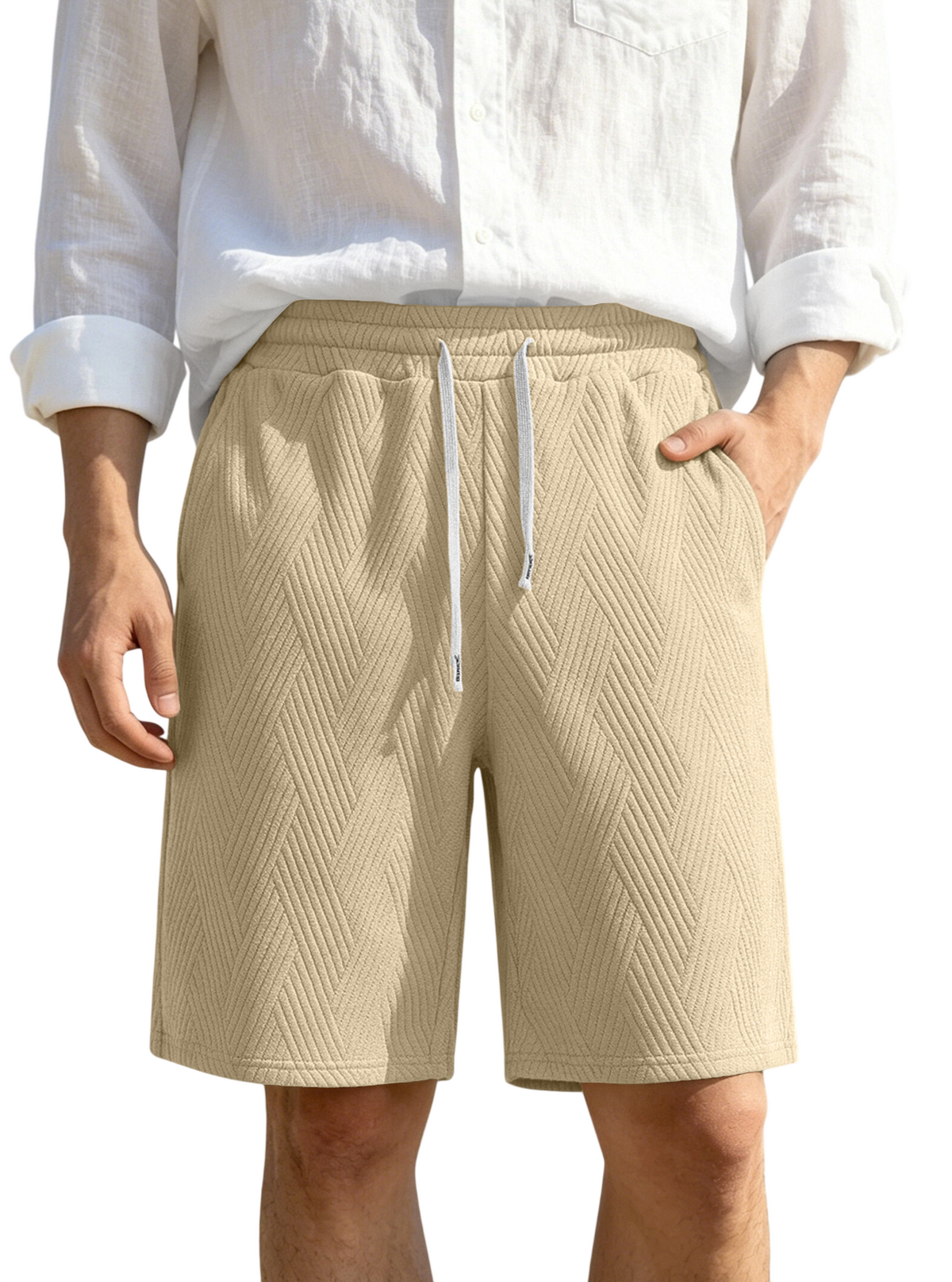 Men's Textured Drawstring Casual Shorts
