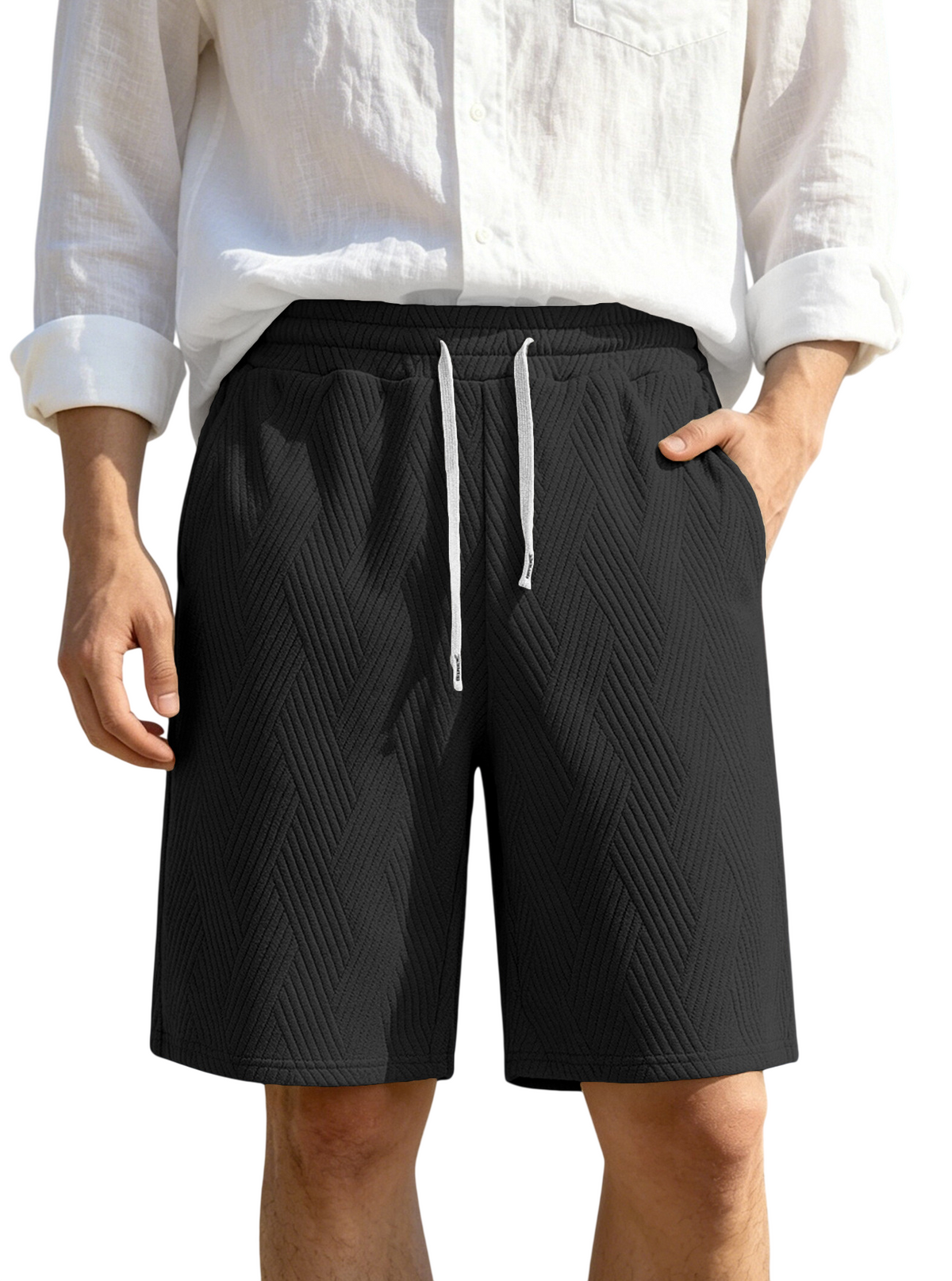 Men's Textured Drawstring Casual Shorts