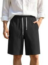 Men's Textured Drawstring Casual Shorts