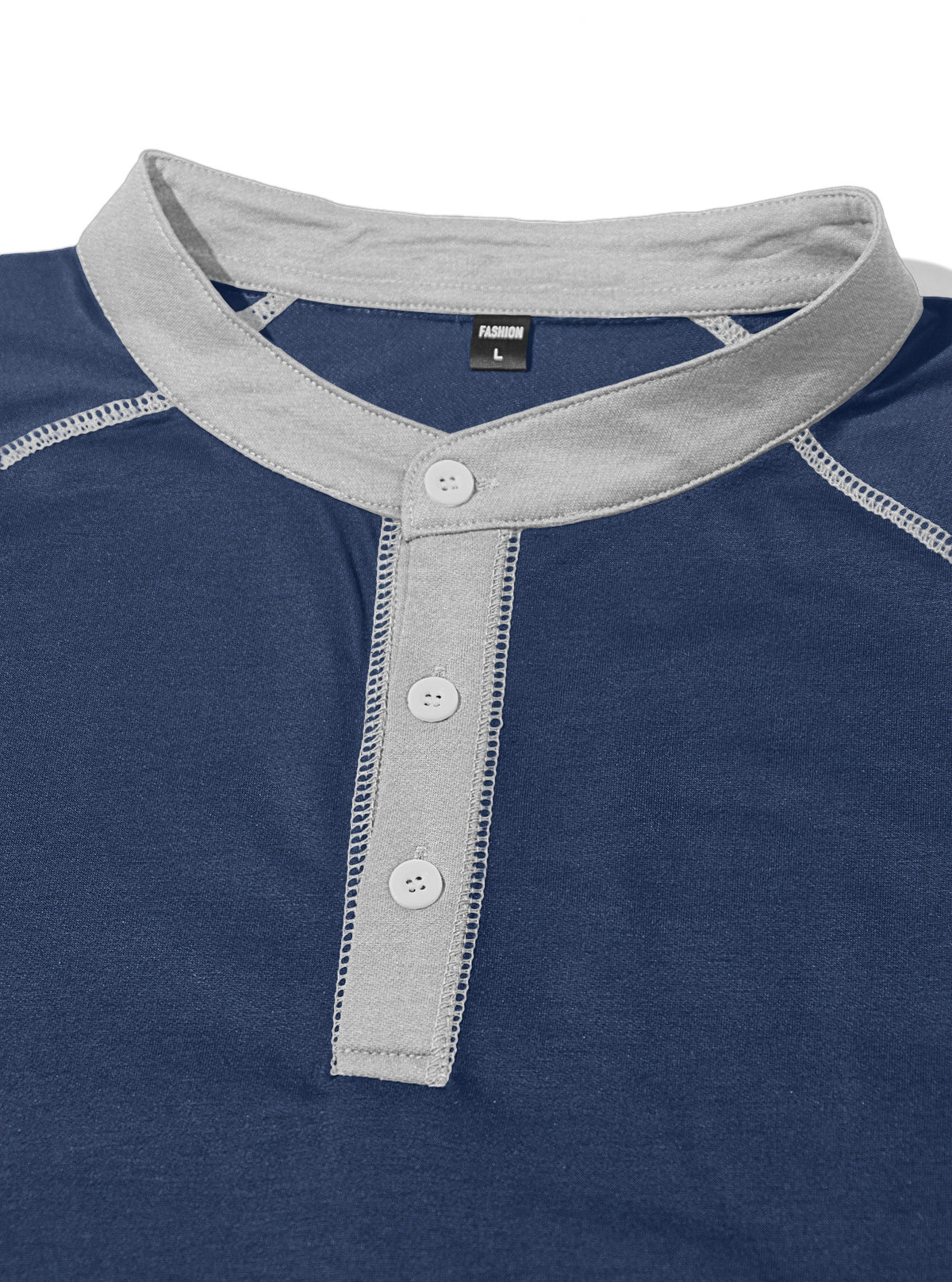 Men's Long Sleeve Henley Shirt with Button Neck
