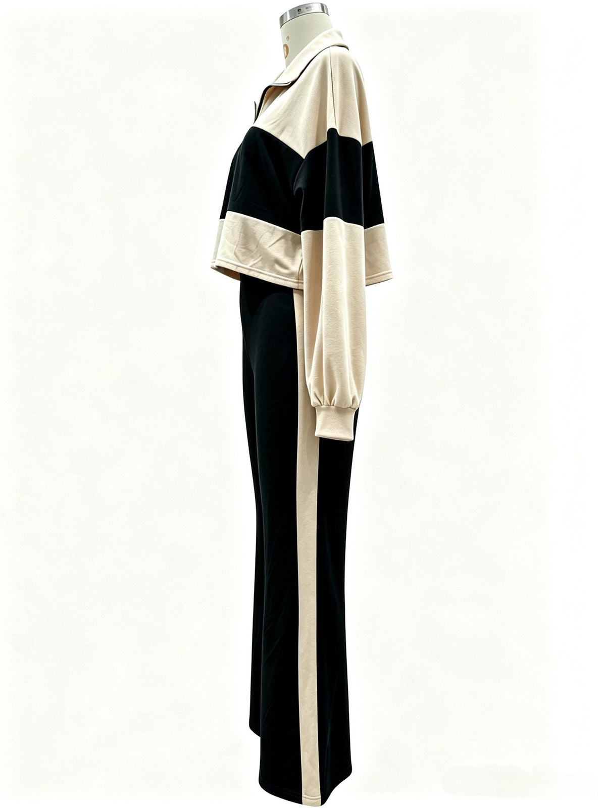 Women's Cropped Half Zip Top and Flare Pants Set