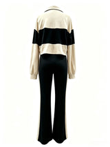 Women's Cropped Half Zip Top and Flare Pants Set