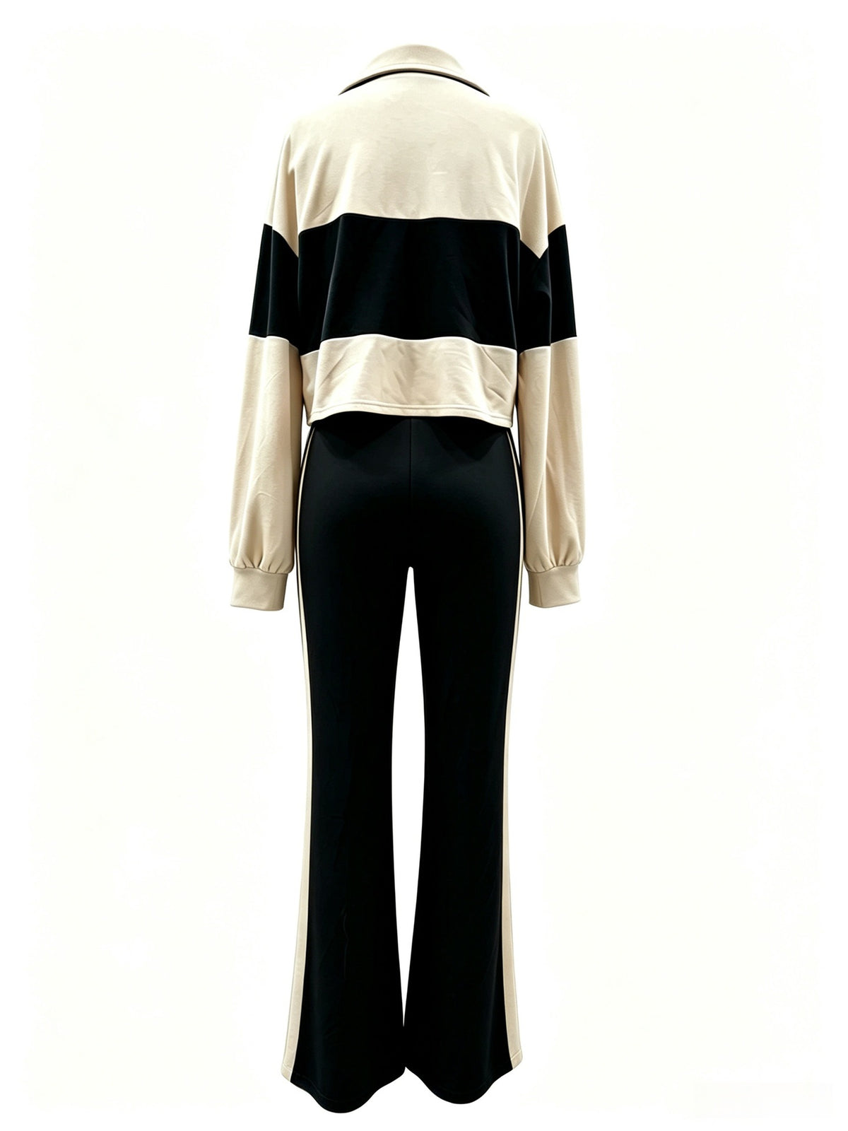 Women's Cropped Half Zip Top and Flare Pants Set