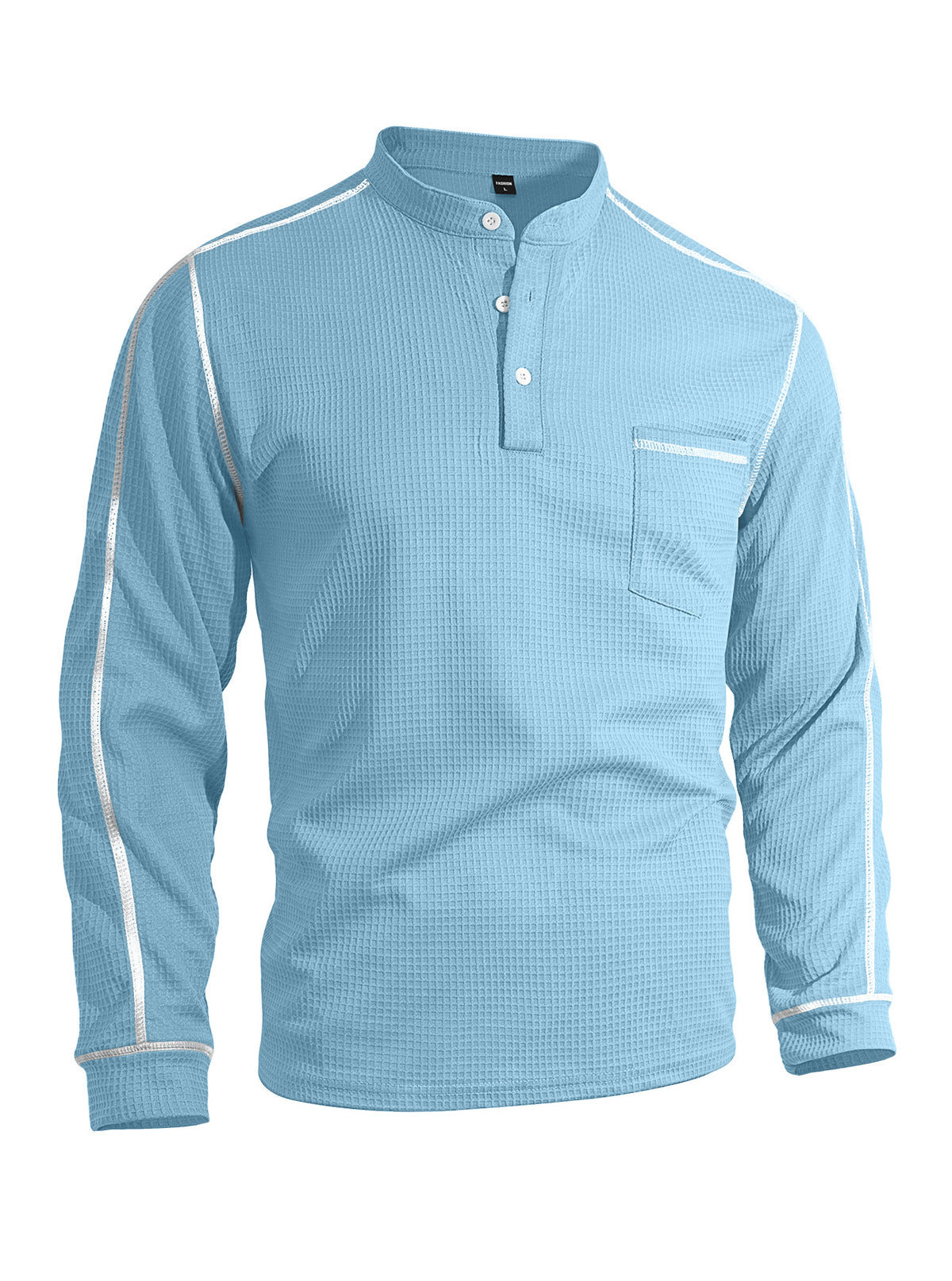 Men's Black Long Sleeve Henley Top