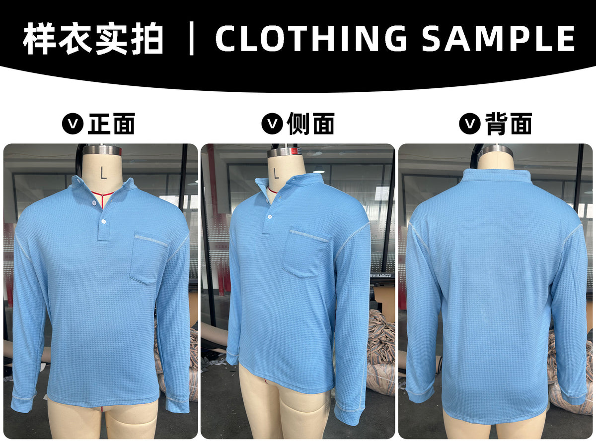 Men's Black Long Sleeve Henley Top