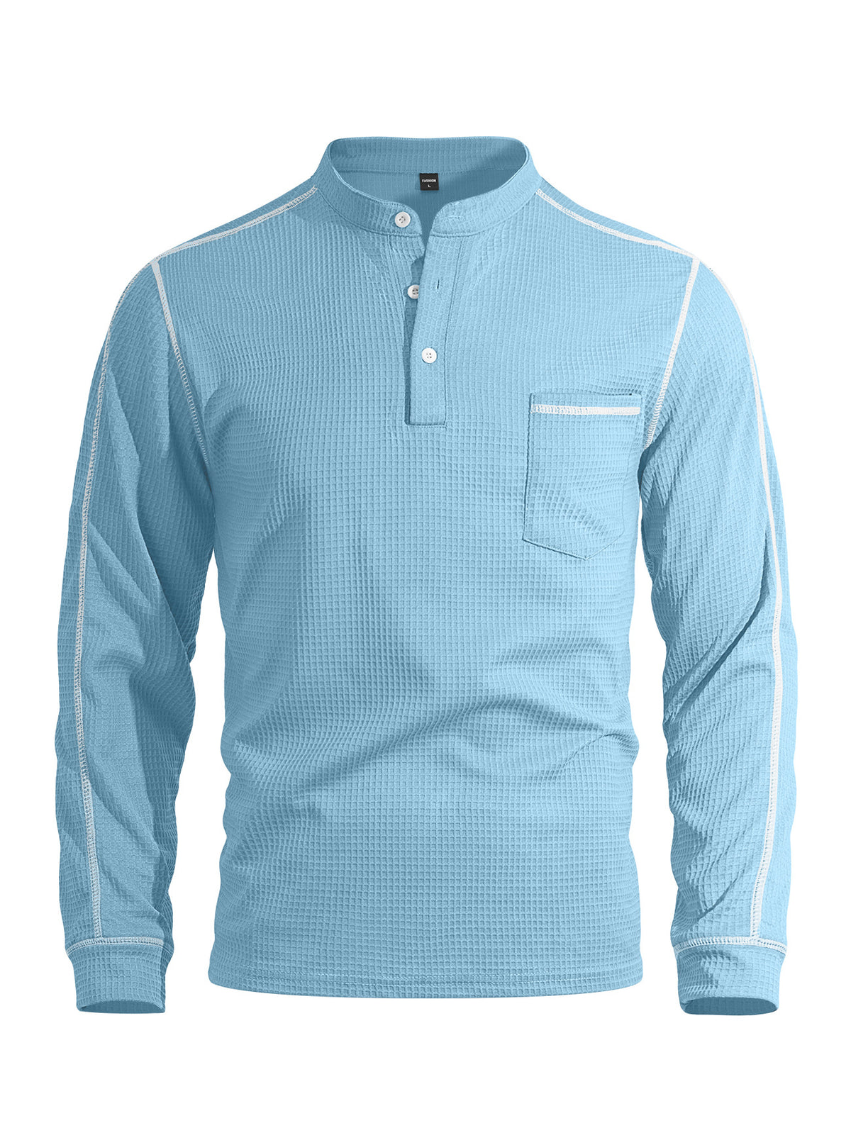 Men's Black Long Sleeve Henley Top