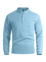 Men's Black Long Sleeve Henley Top
