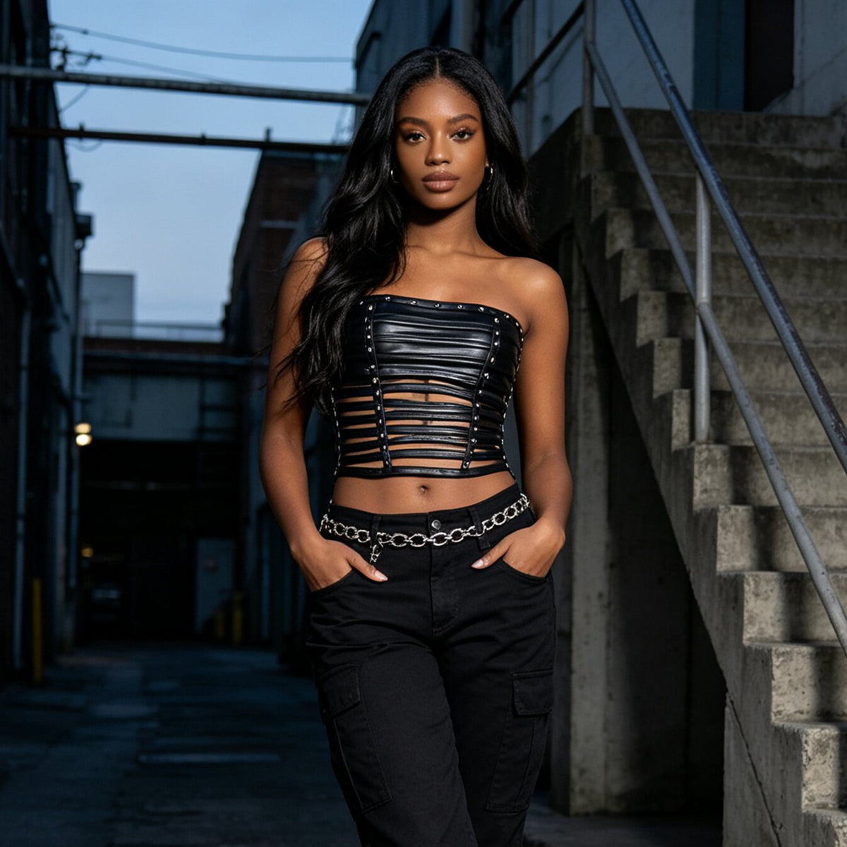 Women's Black Strapless Corset Top