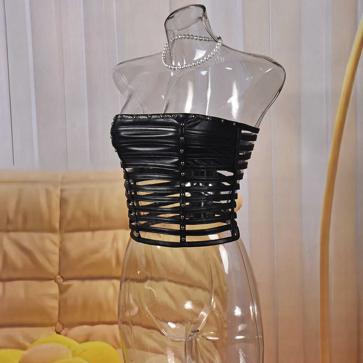 Women's Black Strapless Corset Top