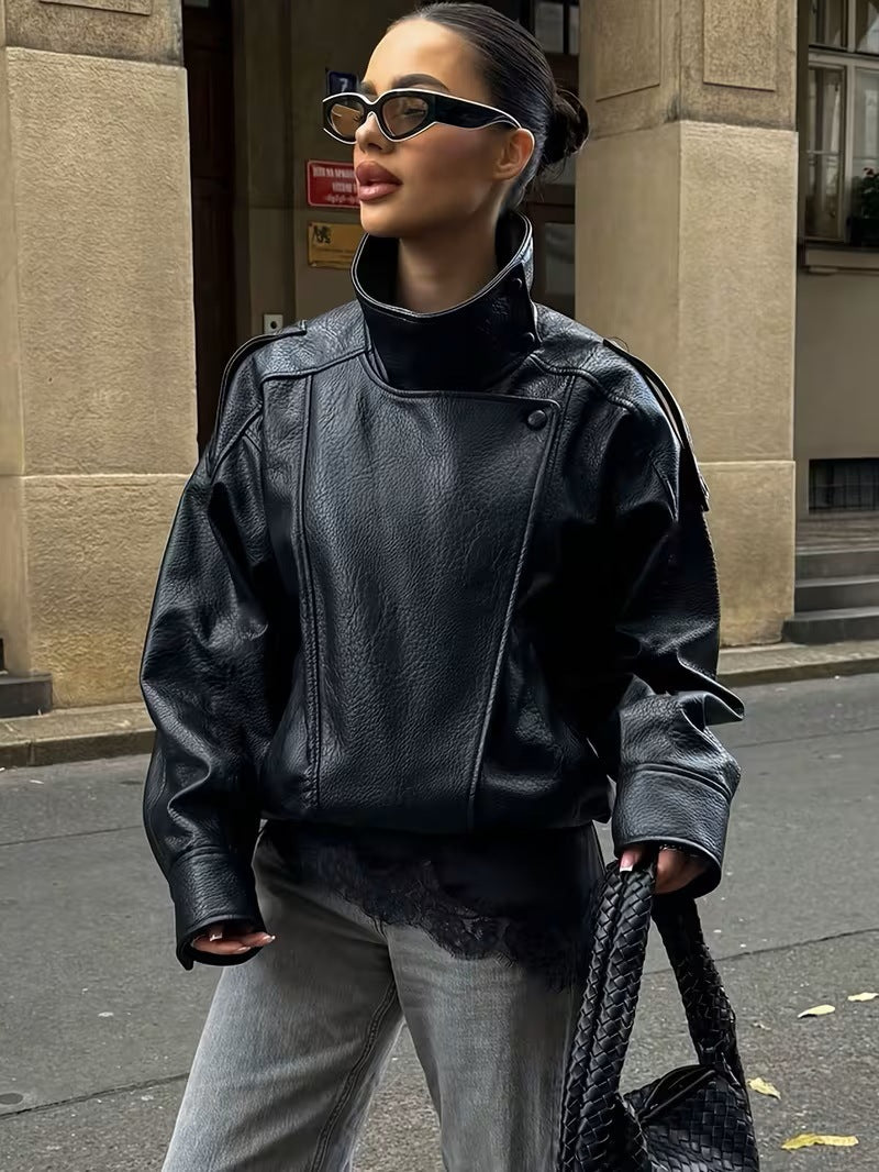 Women's  Faux Leather Biker Jacket