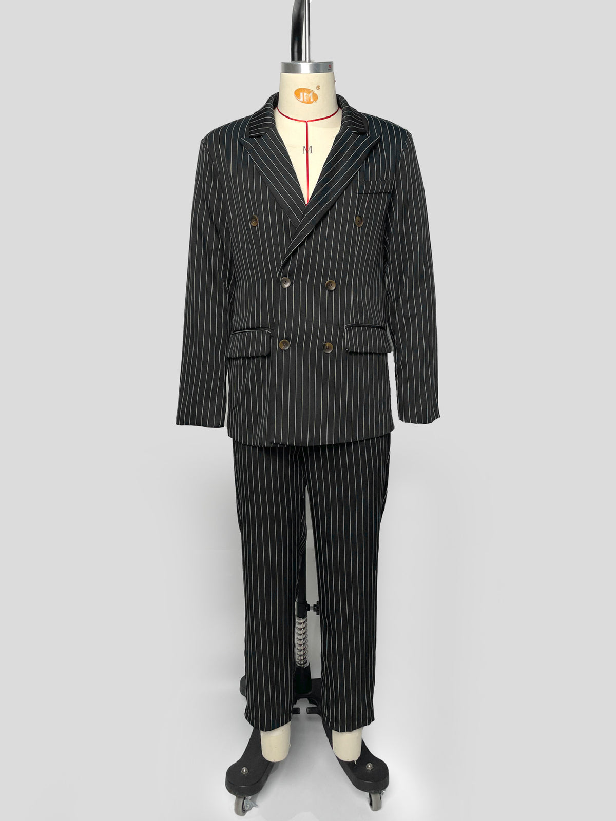 Men's Double-Breasted Pinstripe Suit Set