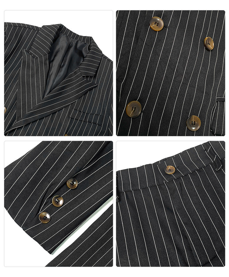 Men's Double-Breasted Pinstripe Suit Set
