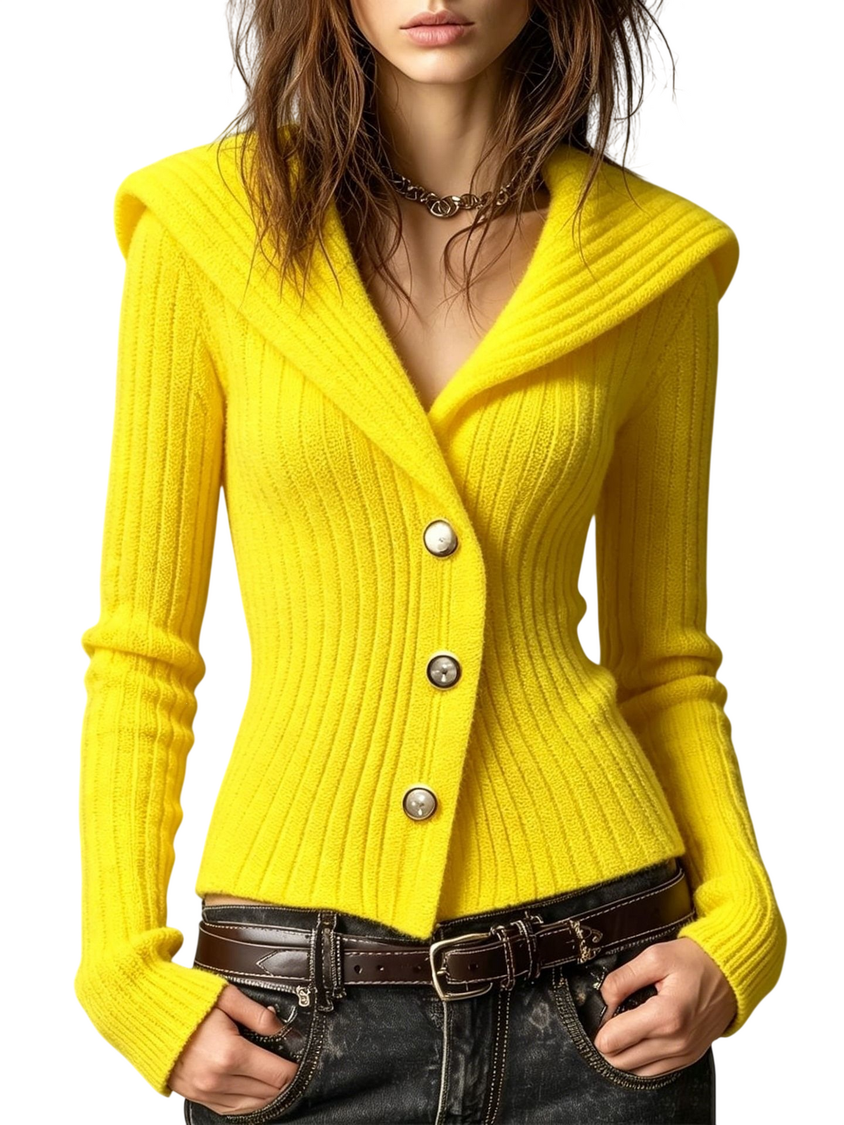 Women's Elegant Ribbed Knit Sweater
