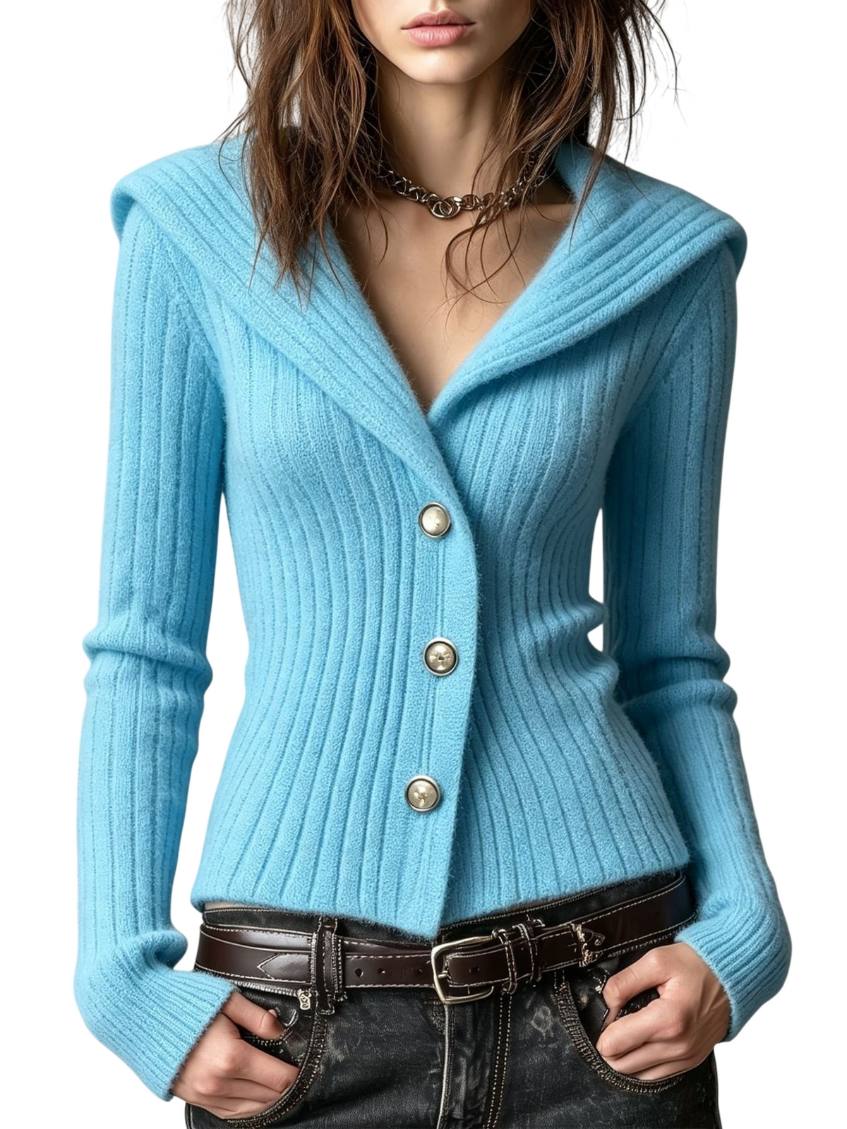 Women's Elegant Ribbed Knit Sweater
